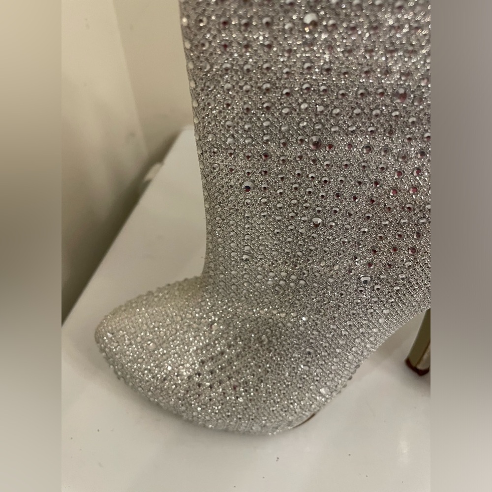 Silver Rhinestone LaceUp Booties - Picture 8 of 9